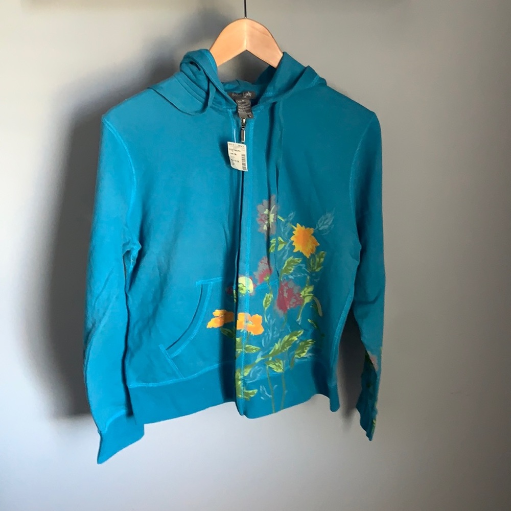 NWT Soho Lady Teal Floral Zip Up Jacket